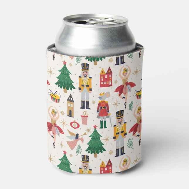 Nutcracker Ballet Holiday Pattern Can Cooler (Can Front)
