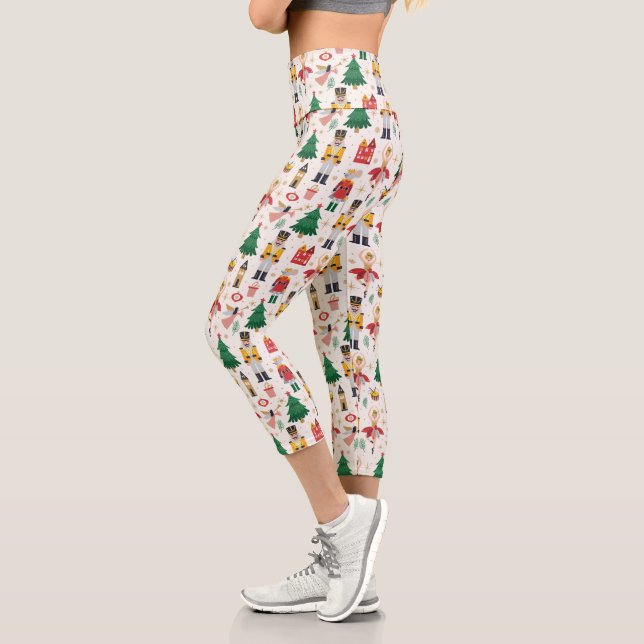 Nutcracker Ballet Holiday Pattern Capri Leggings (Left)