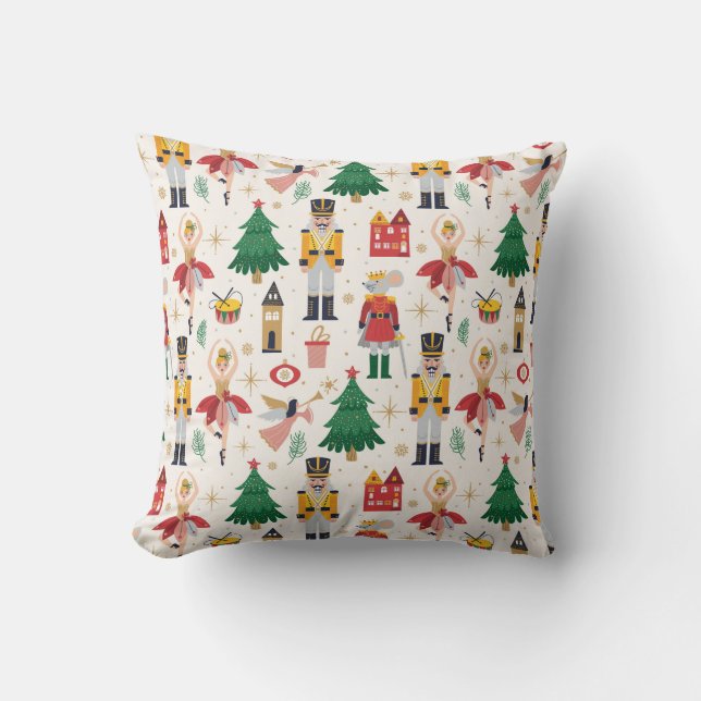 Nutcracker Ballet Holiday Pattern Cushion (Front)