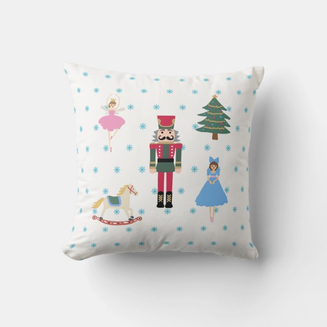 Nutcracker Ballet Illustration Snowflake Cushion (Front)