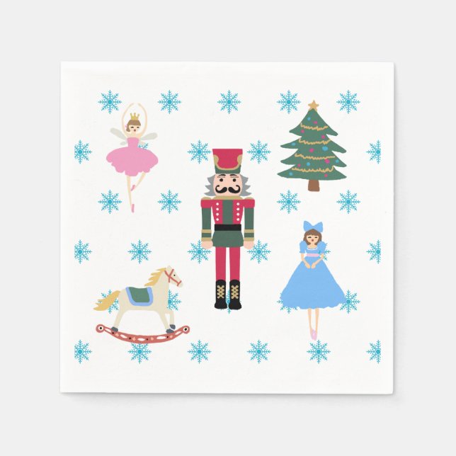 Nutcracker Ballet Illustration Snowflake Napkins (Front)