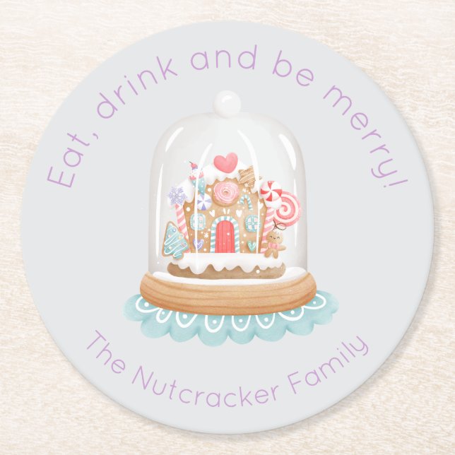 Nutcracker Ballet Land of Sweets Round Paper Coaster (Front)