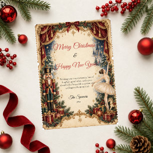 Nutcracker Ballet Merry Christmas Happy New Year Holiday Card
