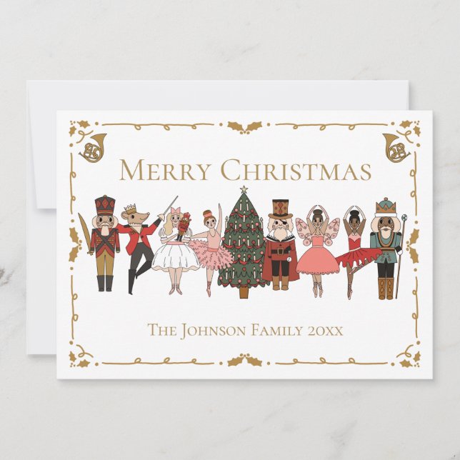 Nutcracker Ballet Merry Christmas Holiday Card (Front)