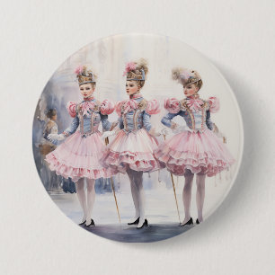 Nutcracker Ballet Pages in Courtly Pink & Blue 7.5 Cm Round Badge