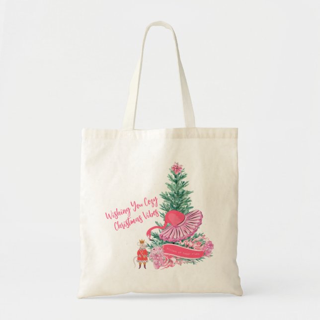 Nutcracker Ballet Parody Flamingo Christmas Tote Bag (Front)