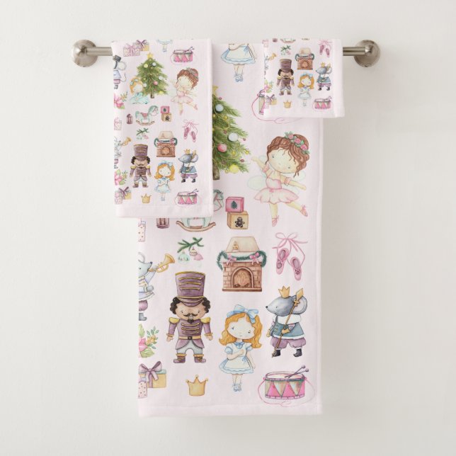 Nutcracker Ballet Pattern Bath Towel Set (Insitu)