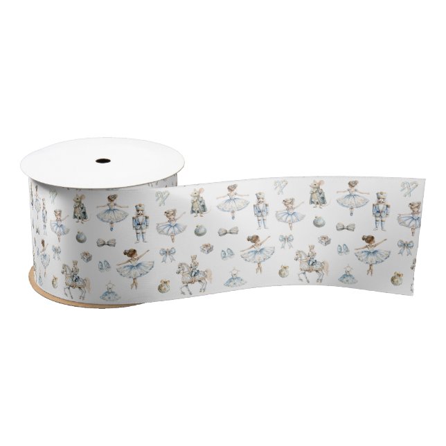 Nutcracker Ballet Pattern Satin Ribbon (Spool)