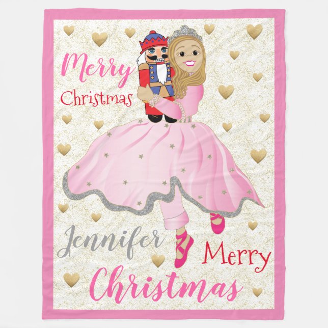 Nutcracker Ballet Personalise Fleece Blanket/Large (Front)