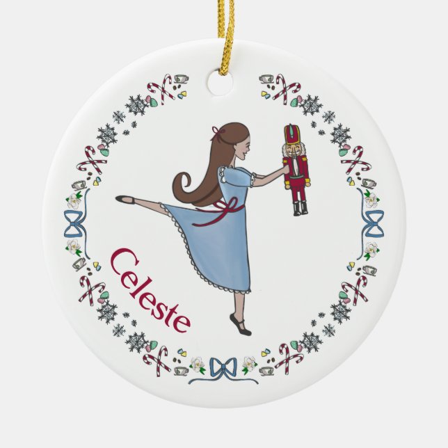Nutcracker Ballet Personalised Classic Christmas Ceramic Ornament (Front)