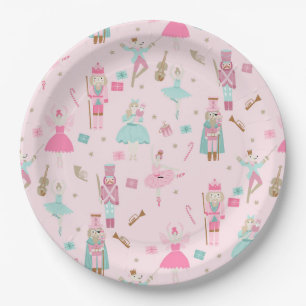 Nutcracker Ballet Pink Christmas Paper Plate
