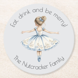 Nutcracker Ballet Sugar Plum Fairy Christmas Round Paper Coaster