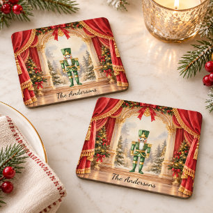Nutcracker Ballet Theatre Christmas Square Paper Coaster