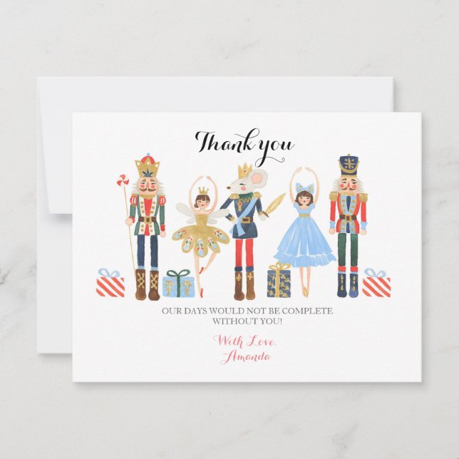 Nutcracker Ballet Watercolor Thank you card (Front)