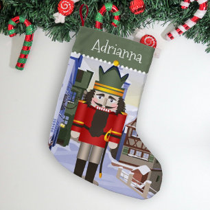 Nutcracker, Bavarian German Green Personalized Small Christmas Stocking