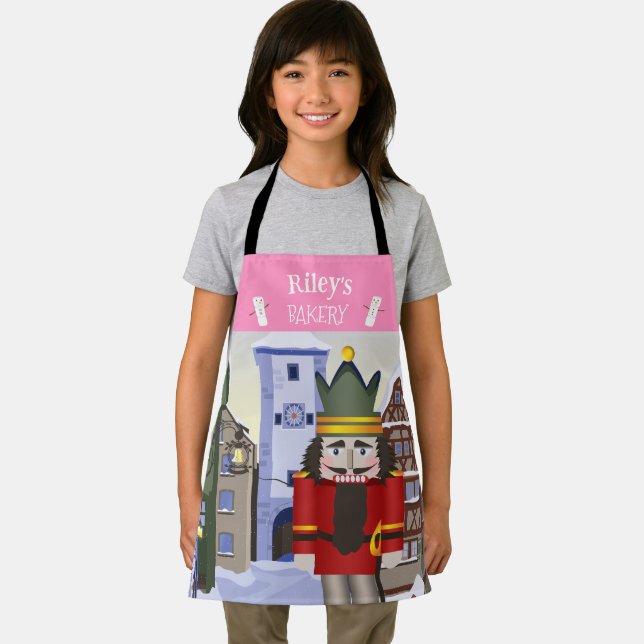 Nutcracker, Bavarian German Personalised Pink Apron (Insitu)