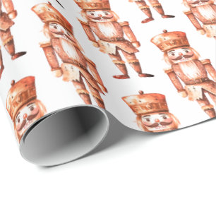 Nutcracker Bearded Soldiers Pink Orange Wrapping Paper