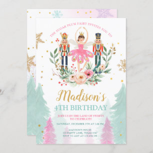 Nutcracker Birthday Girl Ballet Girl Suger Plum Invitation
