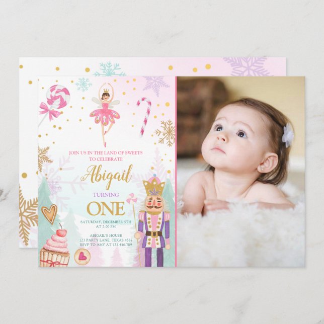 Nutcracker Birthday Girl Land of Sweets Fairy Invitation (Front/Back)