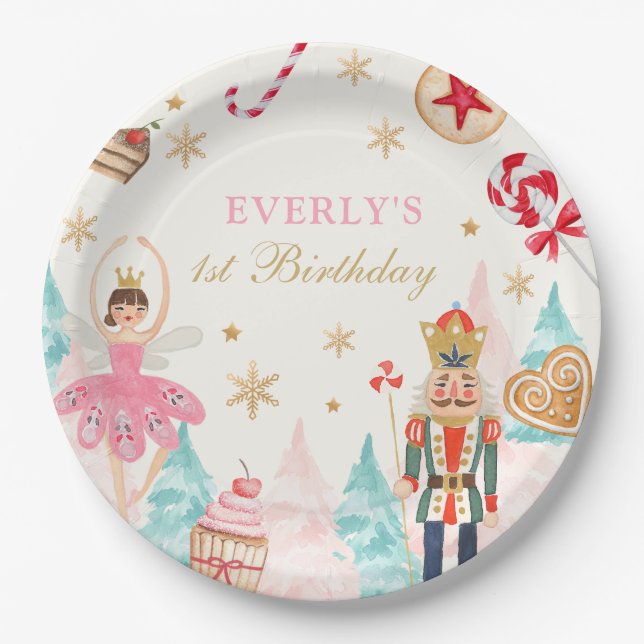 Nutcracker Birthday Land Of Sweet Birthday Party Paper Plate (Front)
