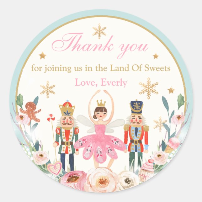 Nutcracker Birthday Land Of Sweet Party Favour Classic Round Sticker (Front)