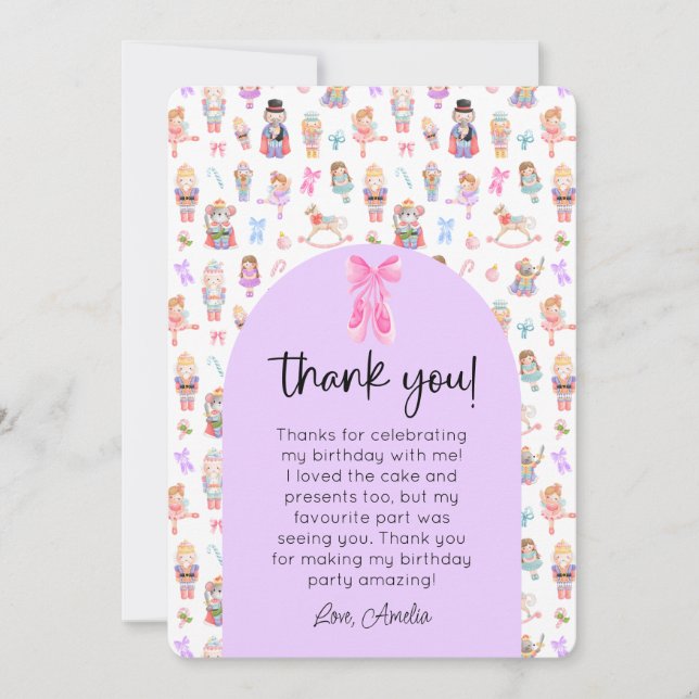 Nutcracker Birthday Photo Thank You Invitation (Front)