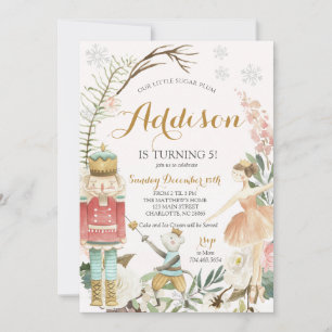 Nutcracker Birthday Sugar Plum Fairy Christmas  Invitation