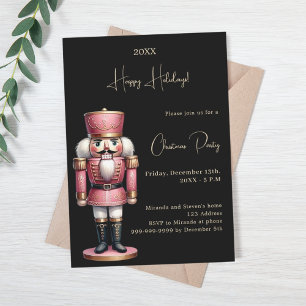 Nutcracker black gold Christmas Party Invitation