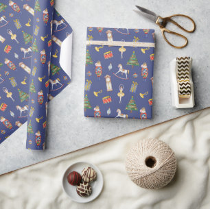 Nutcracker blue christmas wrapping paper