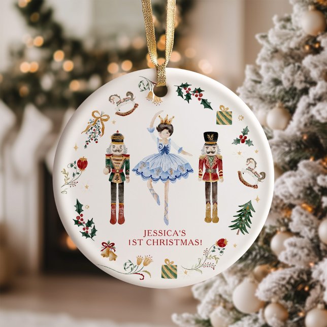 Nutcracker blue gold ballerina first Christmas Ornament (Creator Uploaded)