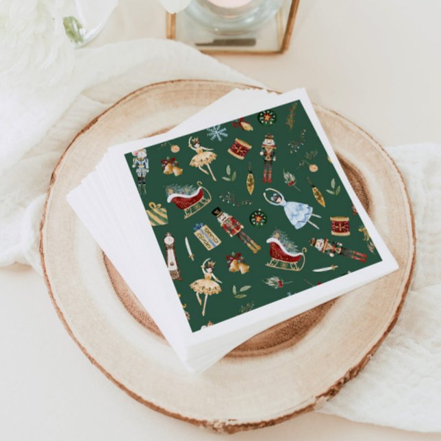 Nutcracker blue gold ballerina kids birthday party napkin (Creator Uploaded)