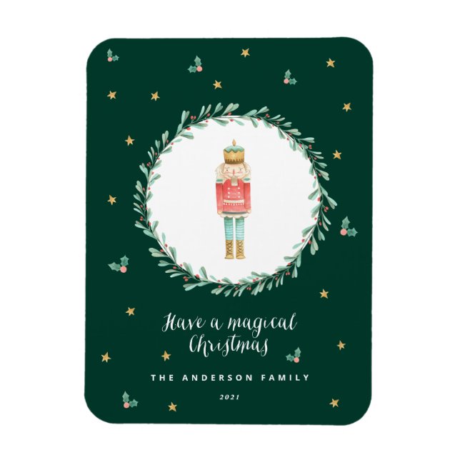 Nutcracker botanical cute Christmas Postcard Magnet (Vertical)