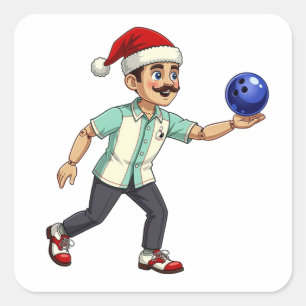 Nutcracker Bowling Christmas Sports Holiday Xmas Square Sticker