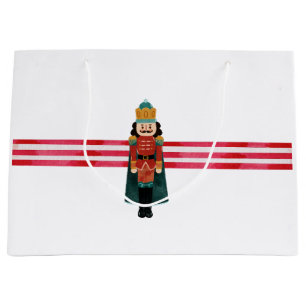 Nutcracker Candy Cane Christmas Holiday Gift Bag