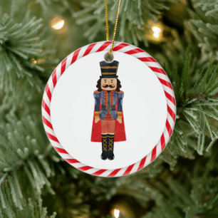 Nutcracker Candy Cane Red Theme Christmas Tree  Ceramic Ornament