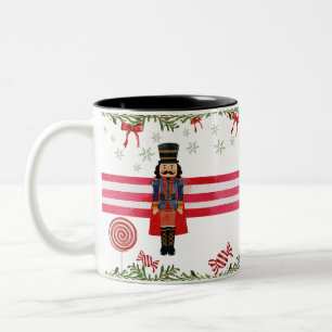 Nutcracker Candy Cane Wreath & Red Bow Holiday Mug