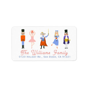 Nutcracker Characters White Holiday Address Label