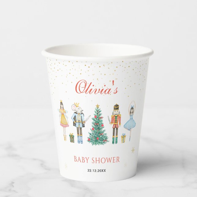 Nutcracker Christmas Baby Shower Paper Cups (Front)