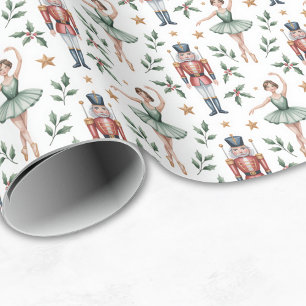 Nutcracker Christmas Ballerina Ballet Festive Wrapping Paper
