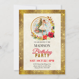 Nutcracker Christmas Ballerina Birthday Holiday Card