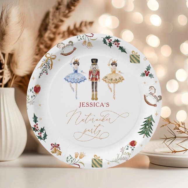 Nutcracker Christmas ballerina kids birthday party Paper Plate (Creator Uploaded)