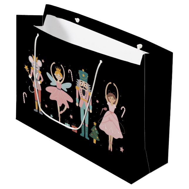 Nutcracker Christmas Ballet Cute Holiday Large Gift Bag (Front Angled)