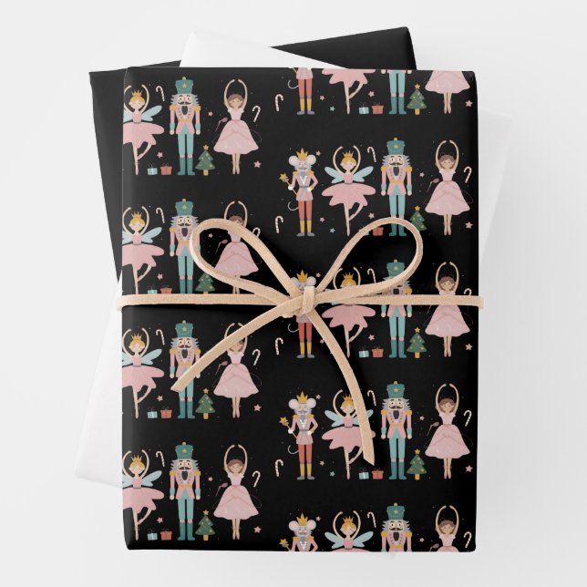 Nutcracker Christmas Ballet Cute Holiday Wrapping Paper Sheet (In situ)