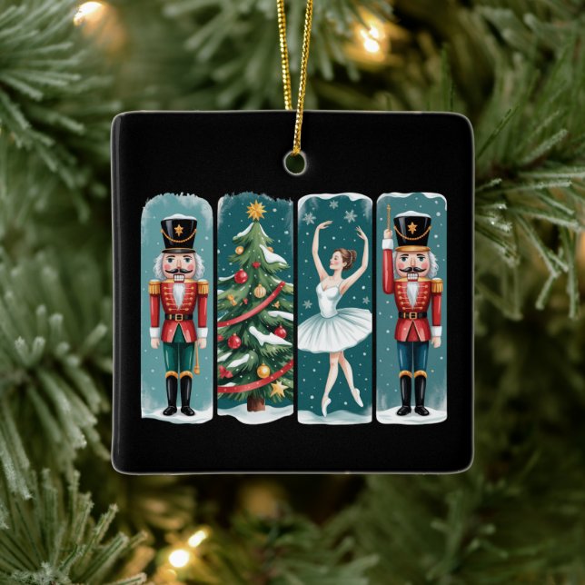Nutcracker Christmas Ballet Holiday Scene Ceramic Ornament (Tree)