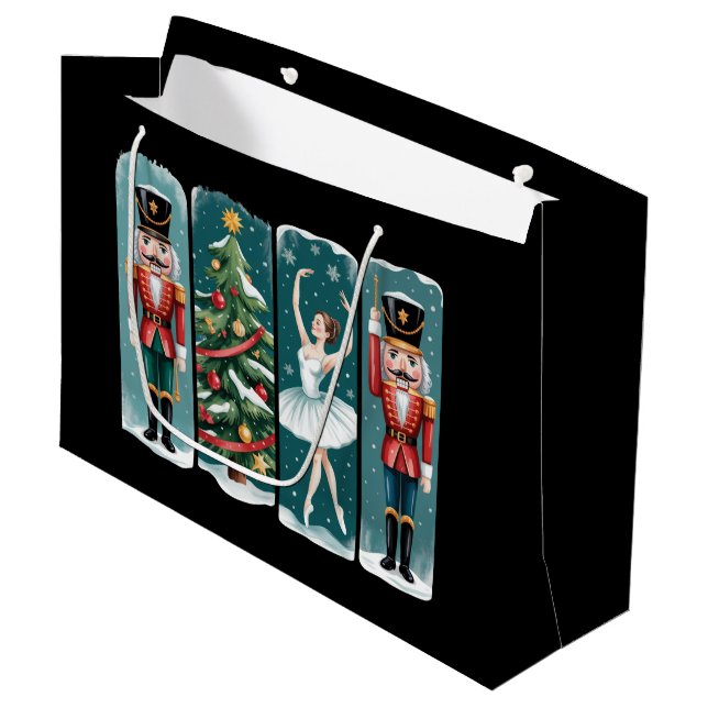 Nutcracker Christmas Ballet Holiday Scene Large Gift Bag (Front Angled)