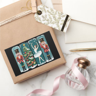 Nutcracker Christmas Ballet Holiday Scene Rectangular Sticker