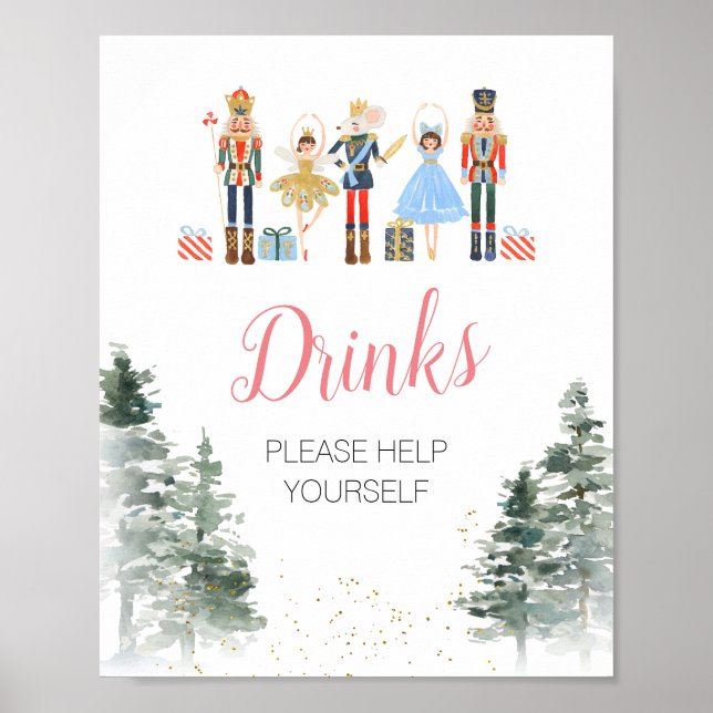 Nutcracker Christmas Bridal Shower Tea Drinks Poster (Front)