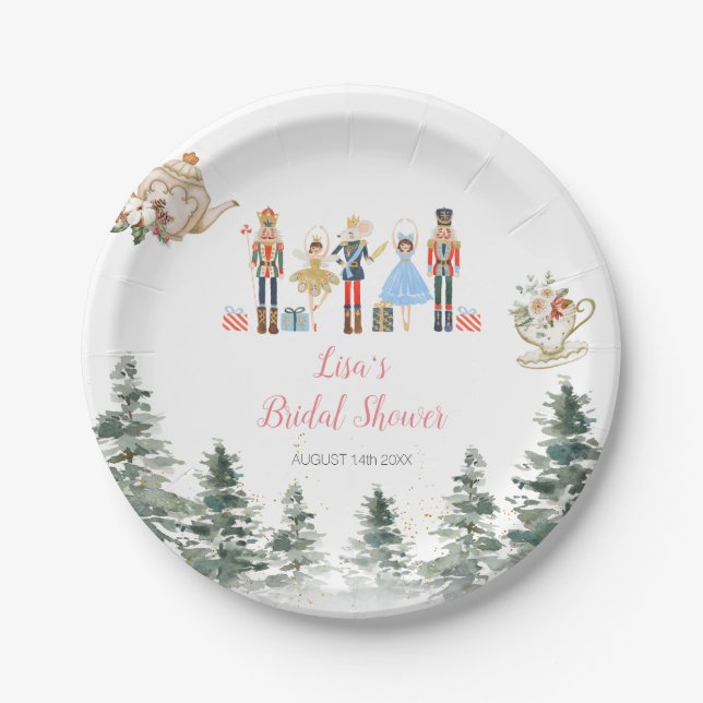Nutcracker Christmas Bridal Shower Tea Paper Plate (Front)