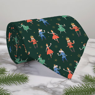 Nutcracker Christmas Cocktails Pattern w/ Monogram Tie