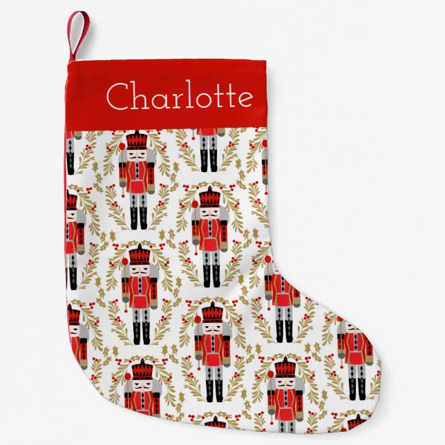 Nutcracker Christmas custom name Small Christmas Stocking (Front)